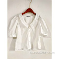 Camicia con scollo a V con maniche a bolle d&#39;aria sottile francese